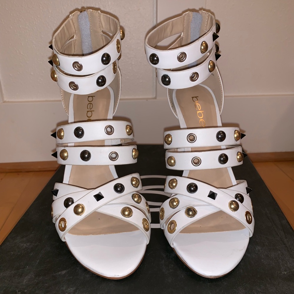 White studded BeBe heel sandals  size 8